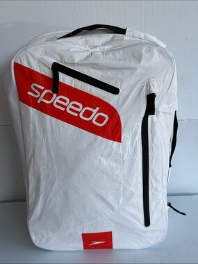 Speedo 35L FLEX UNISEX Backpack White Orange Swim Swimmer Water Polo SAMPLE